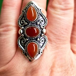 ***Sale***New Carnelian 925 Silver Statement Ring.
